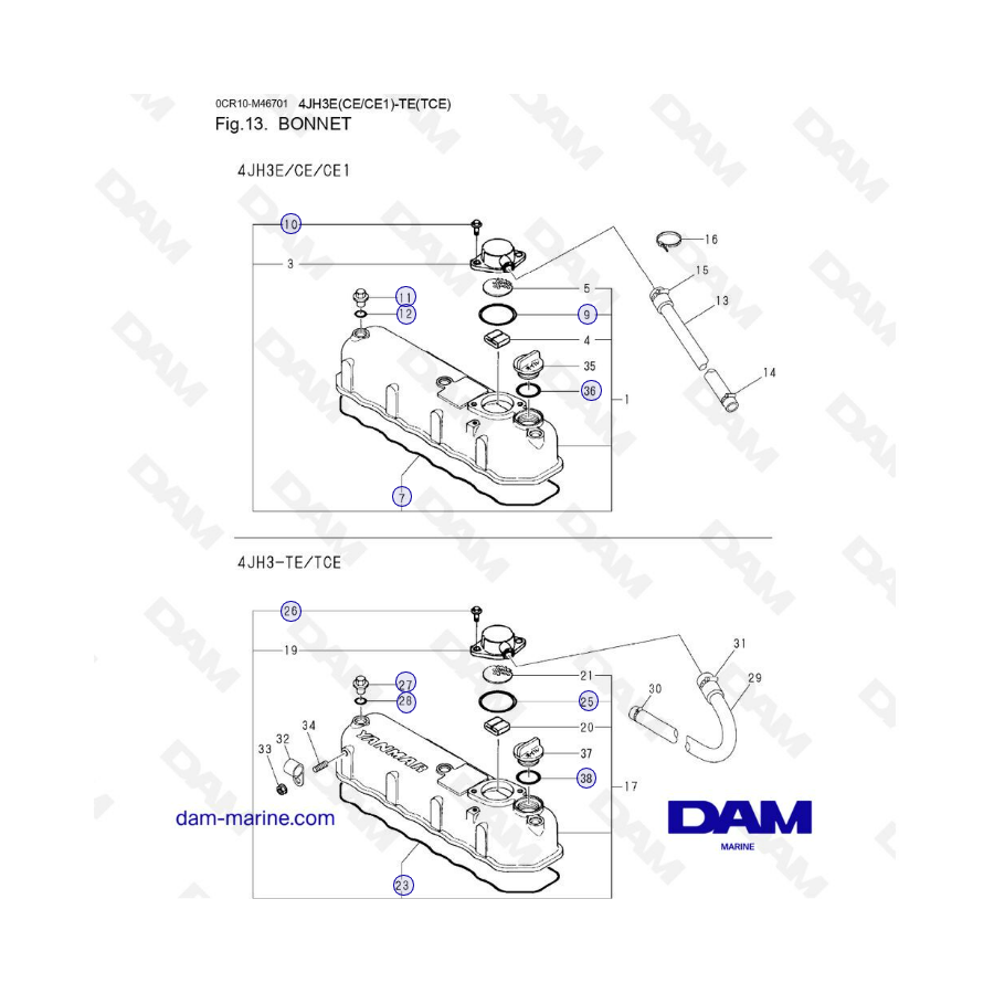 Yanmar 4JH3E - BONNET