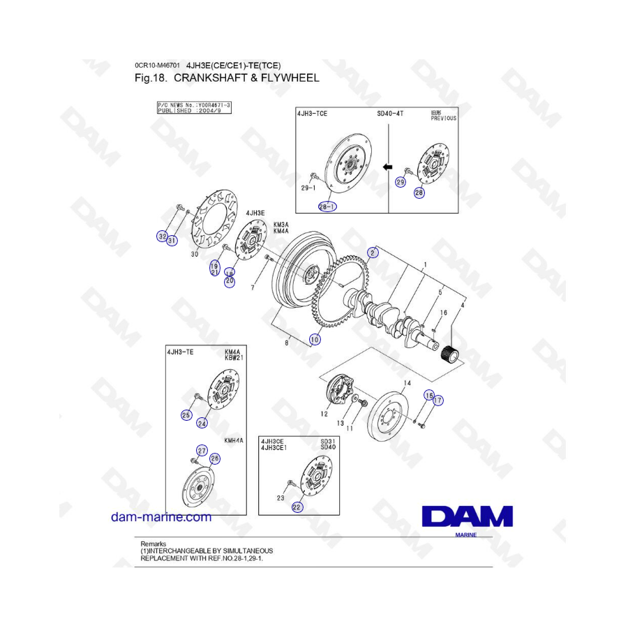 Yanmar 4JH3-E - CIGÜEÑAL Y VOLANTE