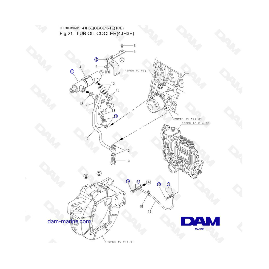 Yanmar 4JH3-E - LUB. ENFRIADOR DE ACEITE