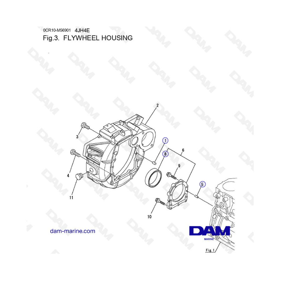 Yanmar 4JH4-E - CARCASA DEL VOLANTE