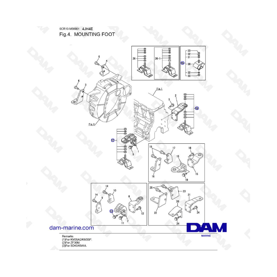 Yanmar 4JH4 - PIE DE MONTAJE