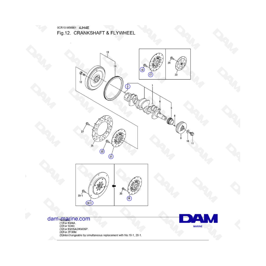 Yanmar 4JH4-E - CIGÜEÑAL Y VOLANTE