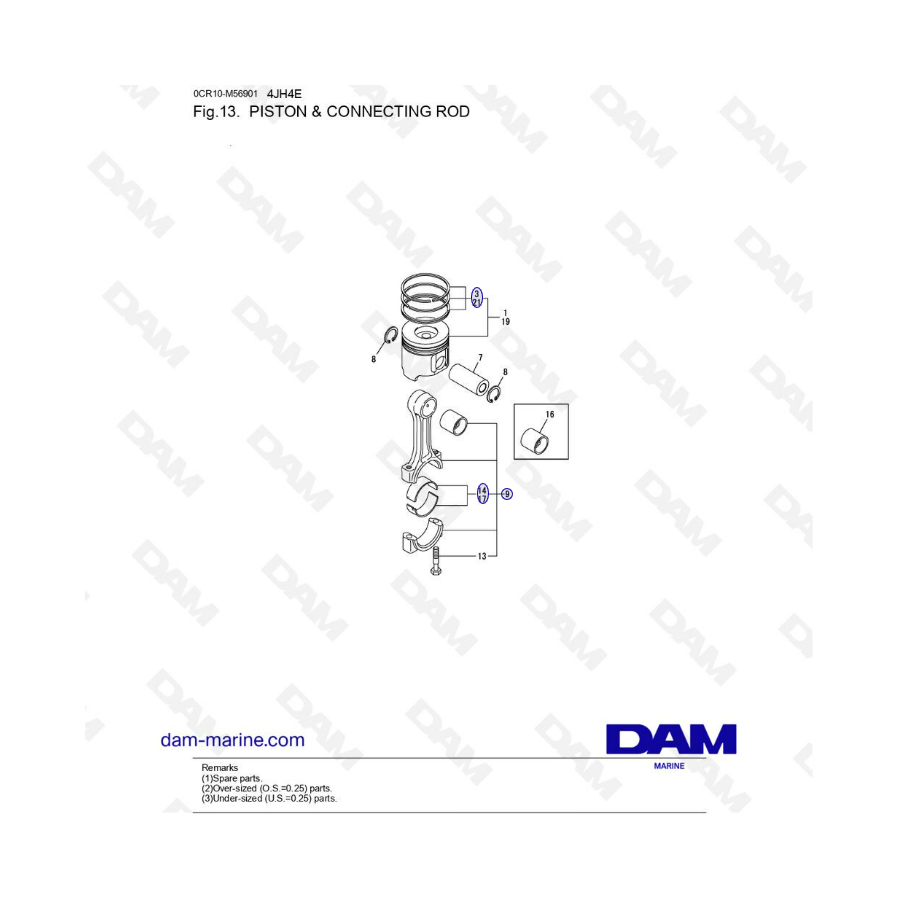 Yanmar 4JH4-E - PISTÓN Y BIELA