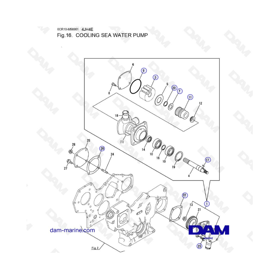 Yanmar 4JH4-E - COOLING SEA WATER PUMP