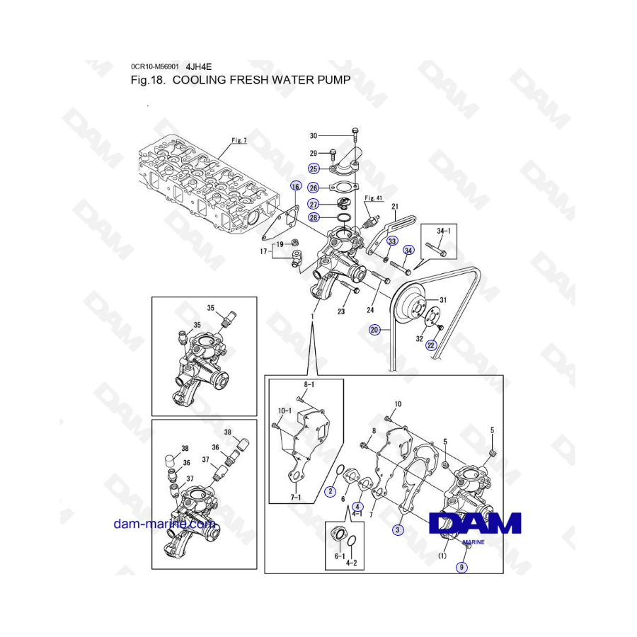 Yanmar 4JH4-E - BOMBA DE AGUA DULCE DE REFRIGERACIÓN