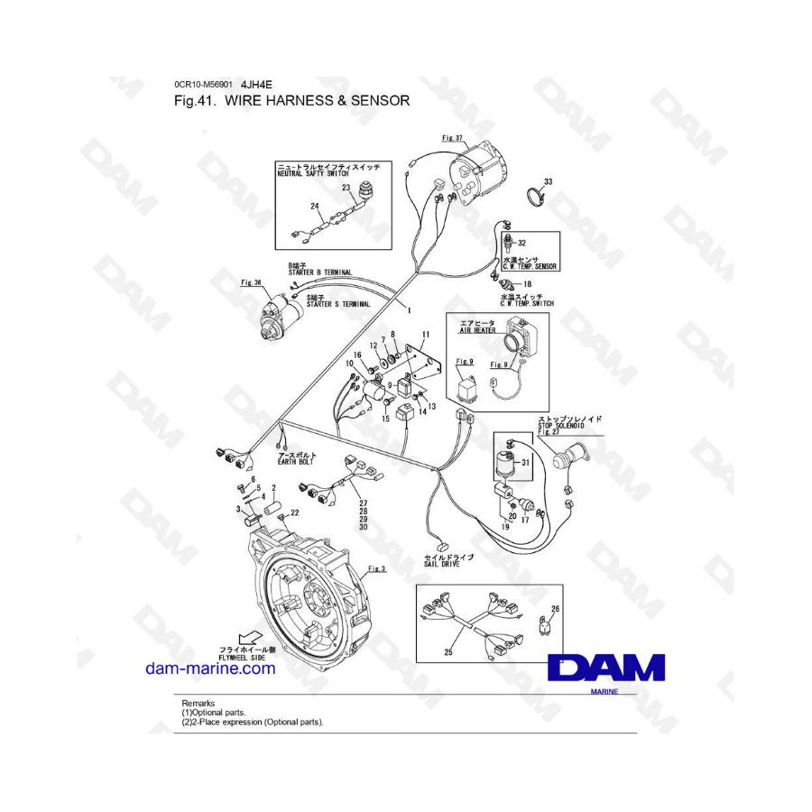 Yanmar 4JH4-E - MAZO DE CABLES Y SENSOR