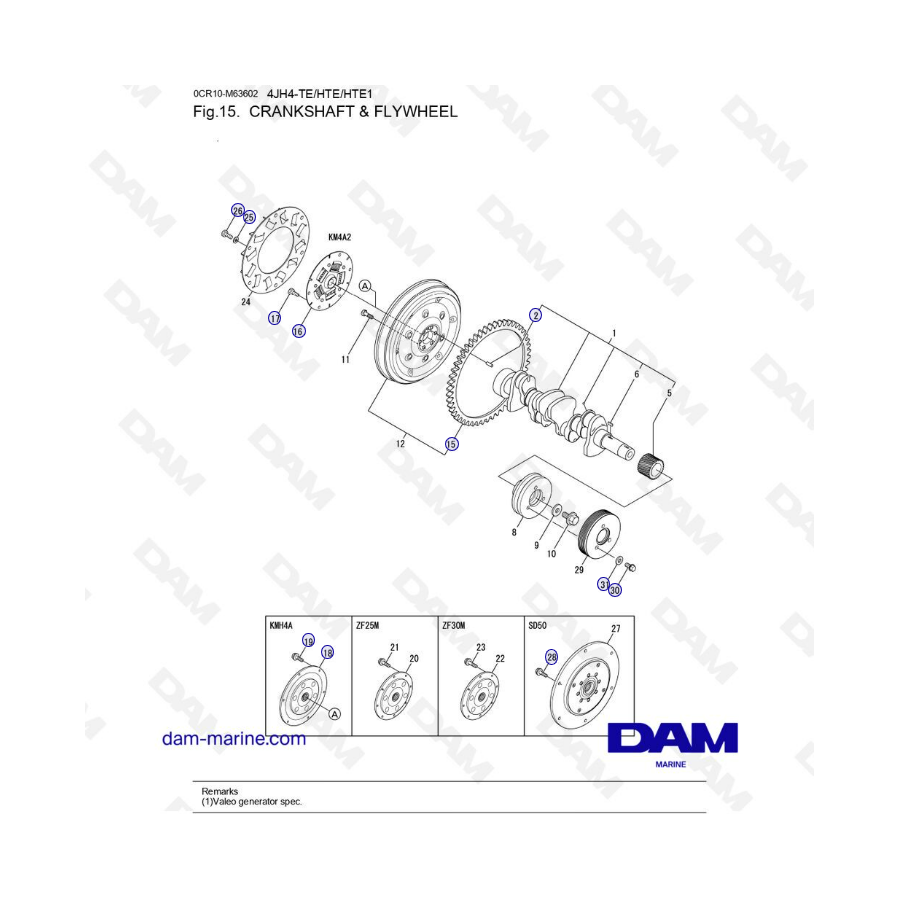 Yanmar 4JH4-TE - CIGÜEÑAL Y VOLANTE