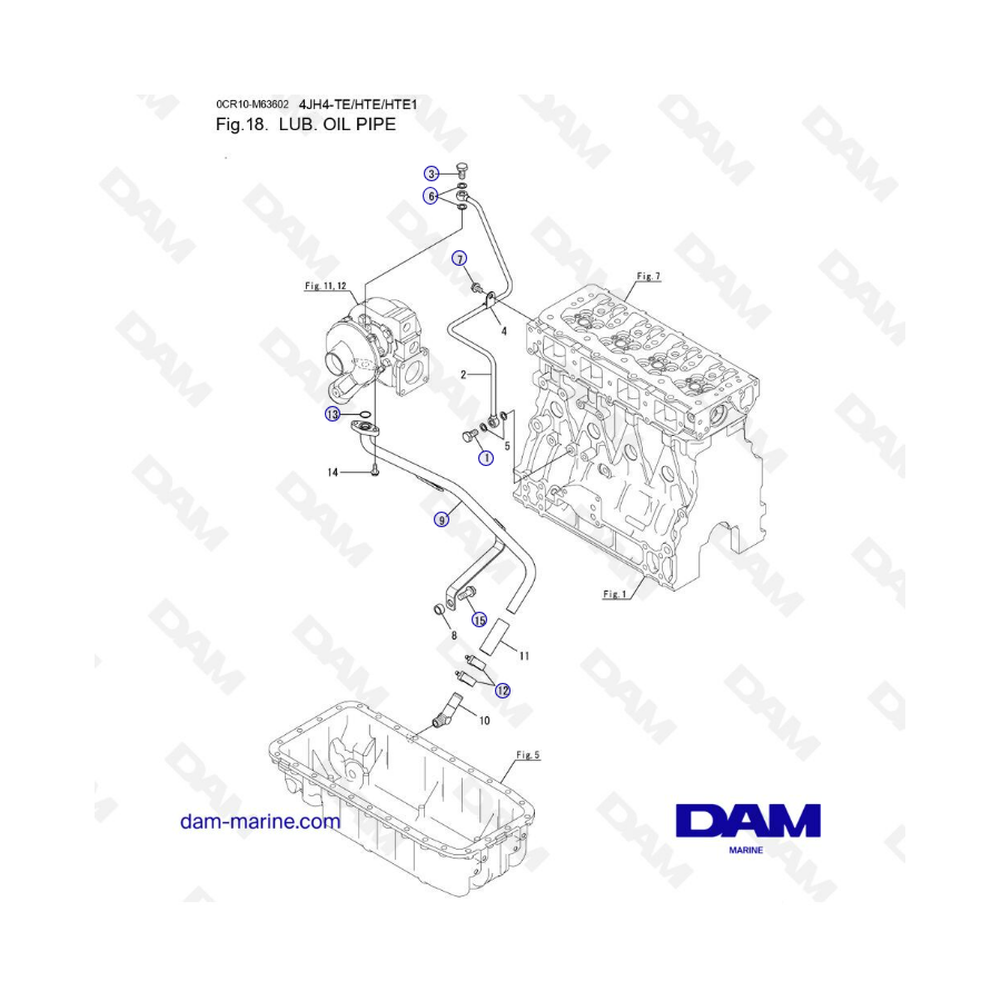 Yanmar 4JH4-TE - LUB. OIL PIPE