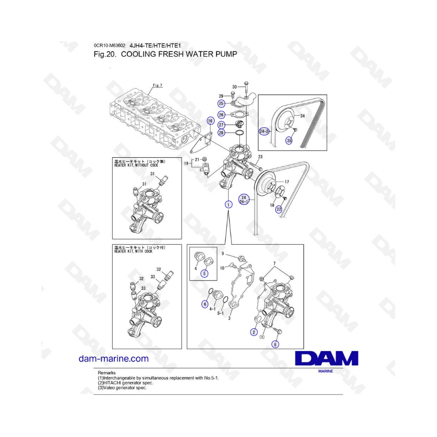 Yanmar 4JH4-TE - BOMBA DE AGUA DULCE DE REFRIGERACIÓN