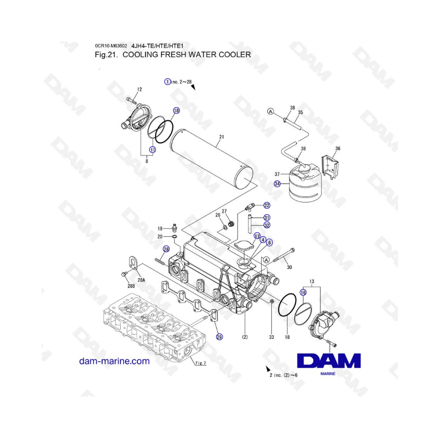 Yanmar 4JH4-TE - COOLING FRESH WATER COOLER