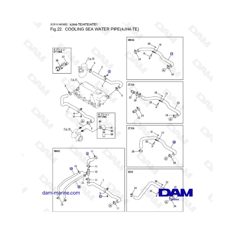 Yanmar 4JH4-TE - COOLING SEA WATER PIPE