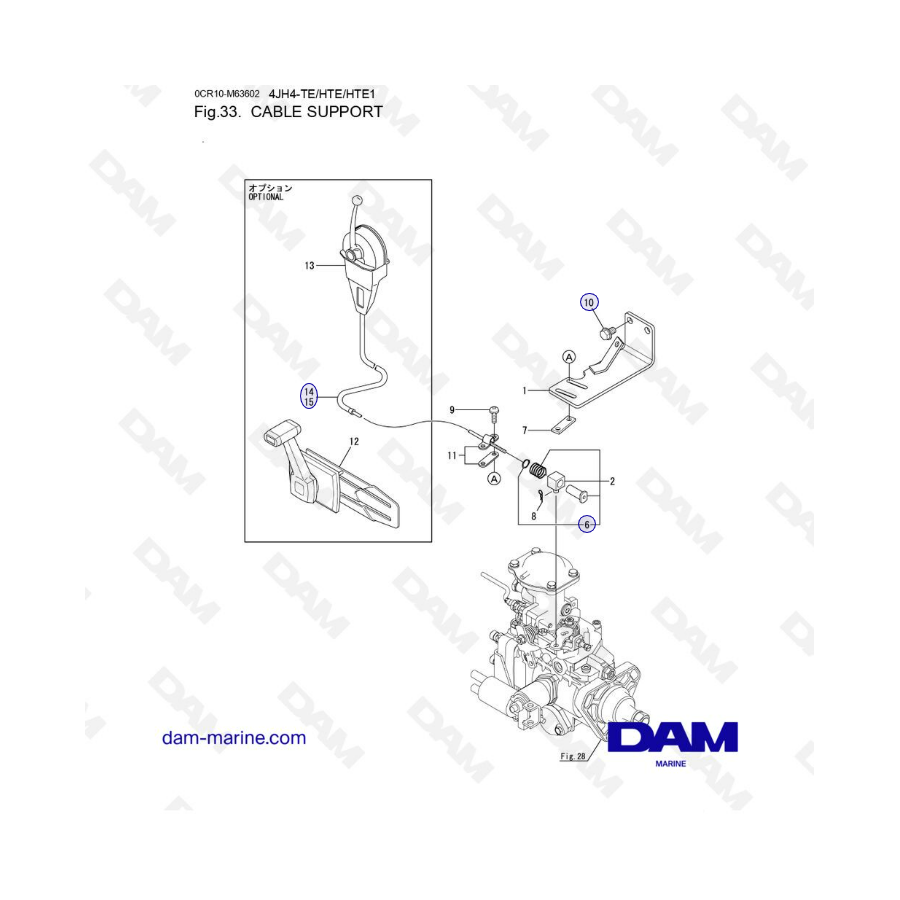 Yanmar 4JH4-TE - CABLE DE SOPORTE