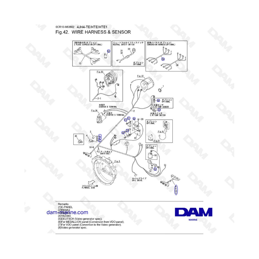 Yanmar 4JH4-TE - MAZO DE CABLES Y SENSOR