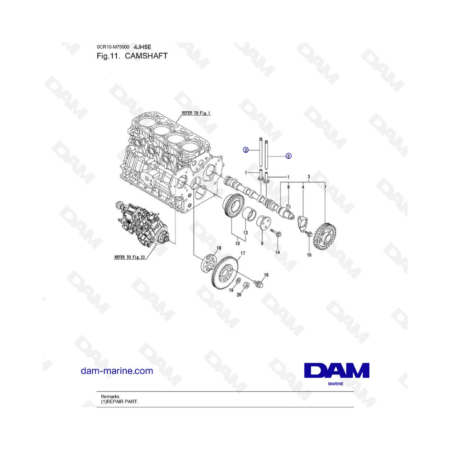 Yanmar 4JH5-E - ÁRBOL DE LEVAS