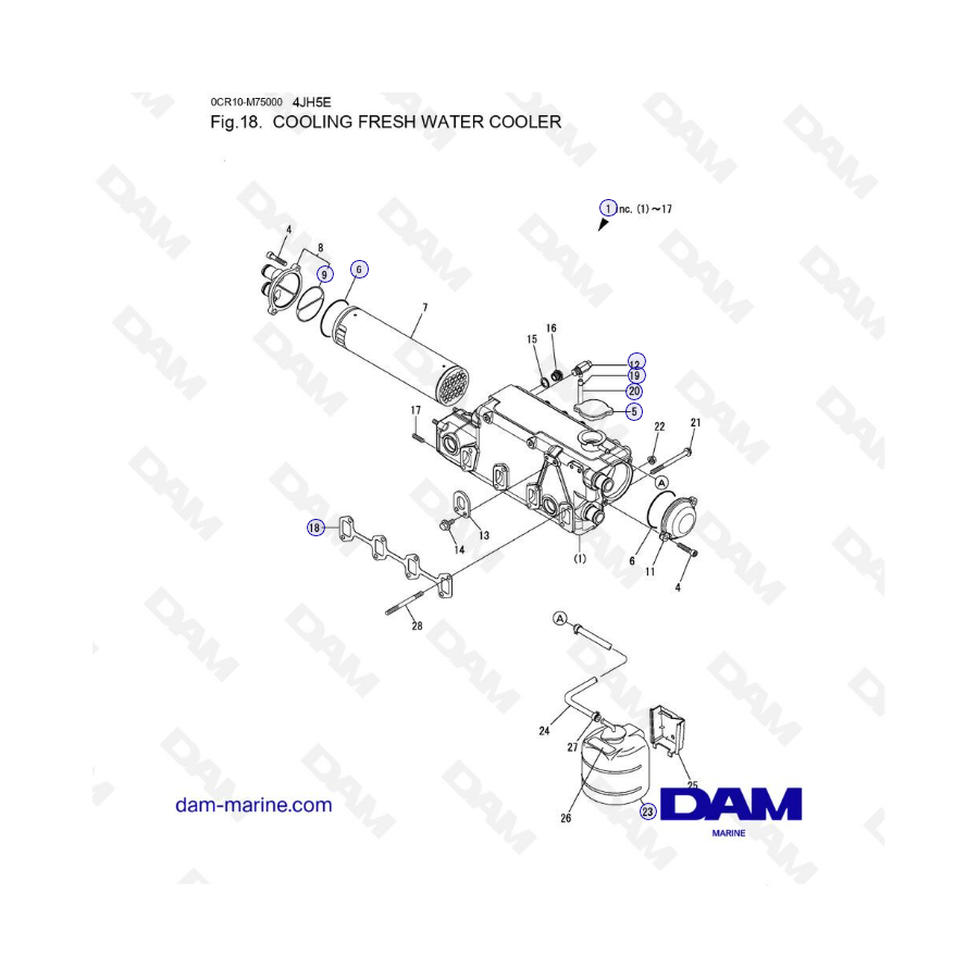 Yanmar 4JH5-E - REFRIGERACIÓN ENFRIADOR DE AGUA DULCE