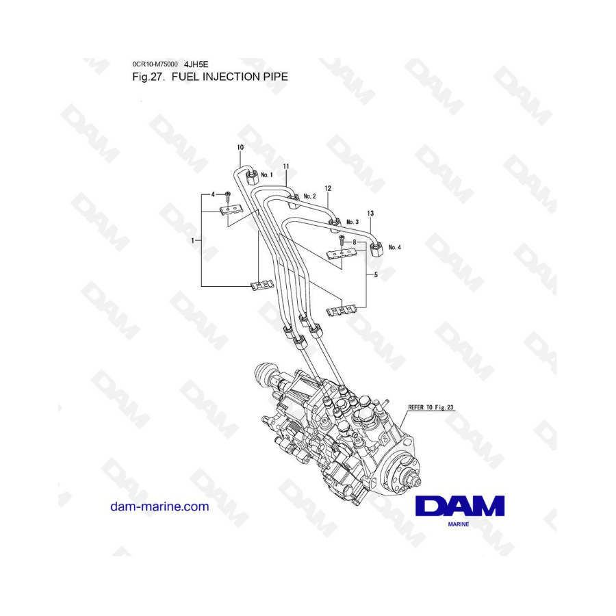 Yanmar 4JH5-E - TUBO DE INYECCIÓN DE COMBUSTIBLE