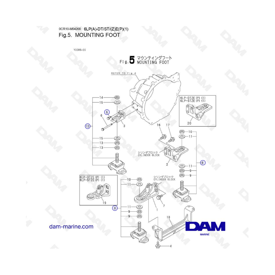 Yanmar 6LP-DT - PIE DE MONTAJE