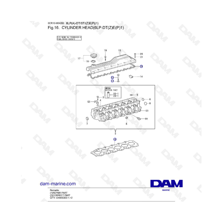 Yanmar 6LP-DTE - CULATA