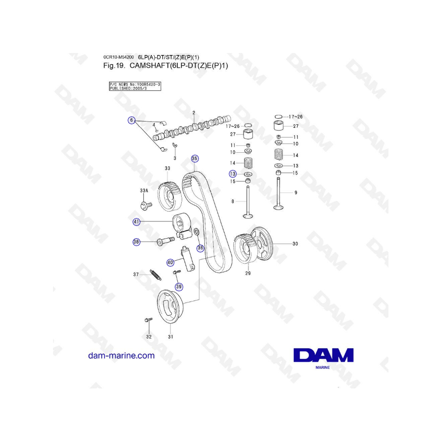 Yanmar 6LP-DTE - ÁRBOL DE LEVAS