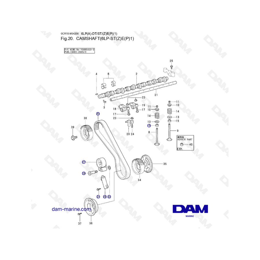 Yanmar 6LP-ST - ÁRBOL DE LEVAS