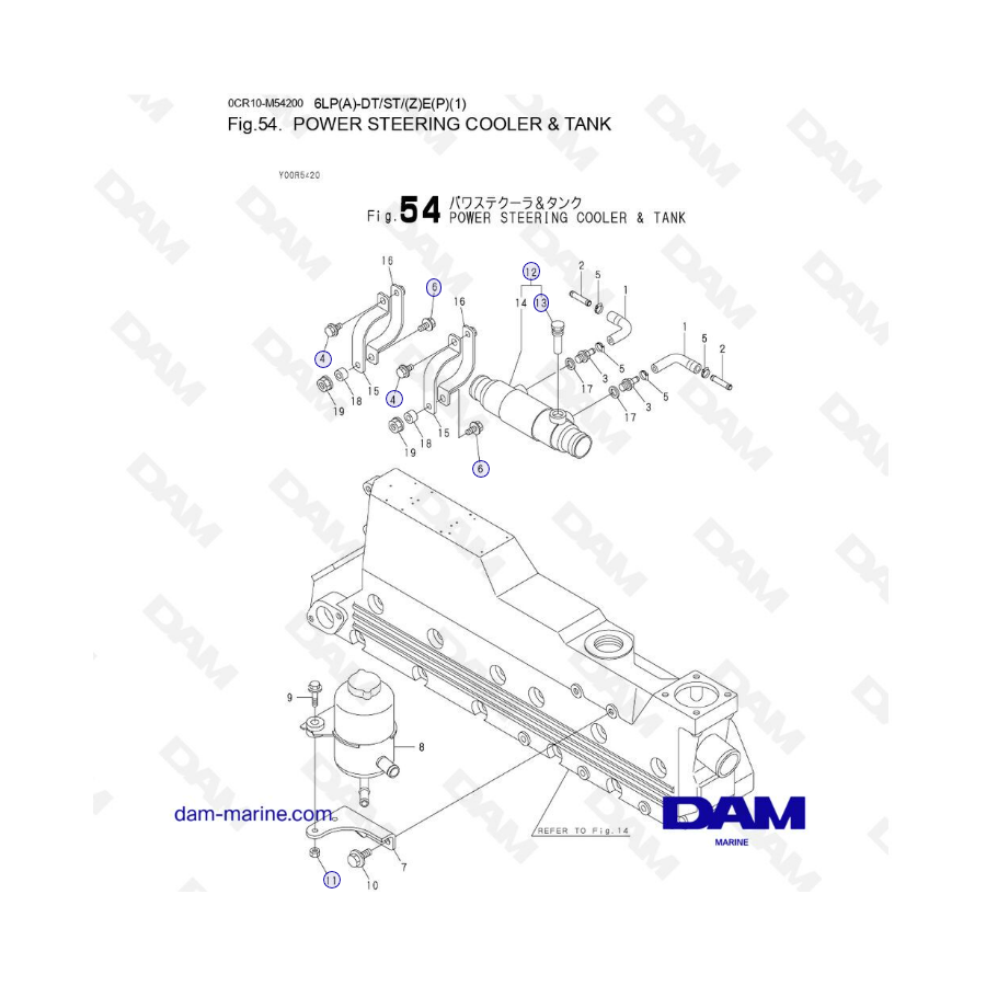 Yanmar 6LP-DTE - ENFRIADOR Y TANQUE DE LA DIRECCIÓN ASISTIDA