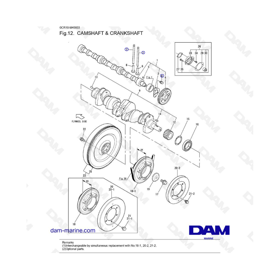 Yanmar 6LYA-STE - ÁRBOL DE LEVAS Y CIGÜEÑAL