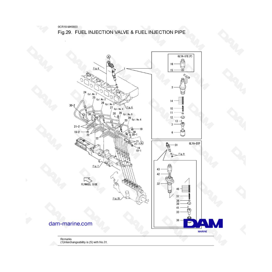 Yanmar 6LYA-STE - FUEL INJECTION VALVE & FUEL INJECTION PIPE