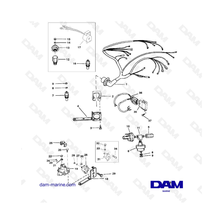 THE ECCLATE - MERCRUISER 4.3L (GEN 2) GM262 V6 - 1996 - Wiring harness and electrical components