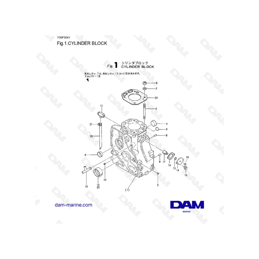 Yanmar 1GM10 - Bloc cylindre