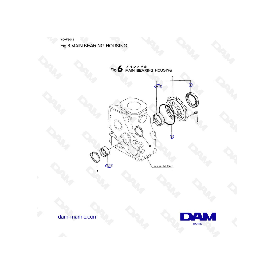 Yanmar 1GM10 - CAJA DE COJINETE PRINCIPAL