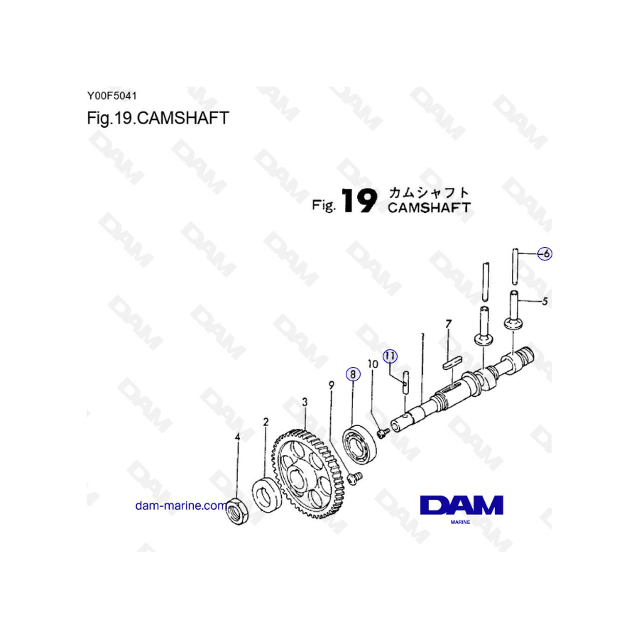 Yanmar 1GM10 - ÁRBOL DE LEVAS