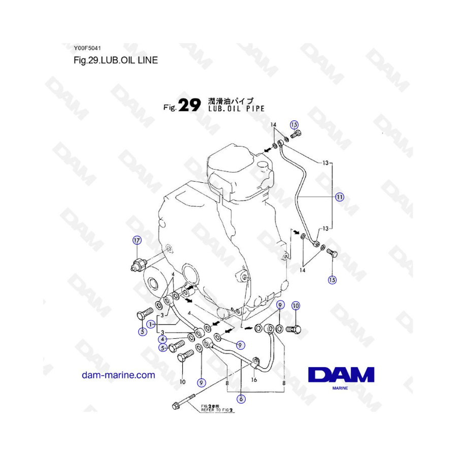 Yanmar 1GM10 - LUB. LÍNEA DE ACEITE