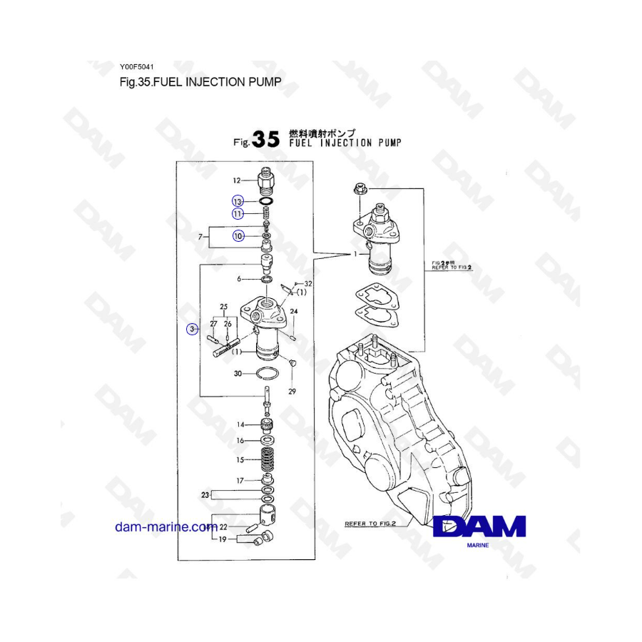 Yanmar 1GM10 - BOMBA DE INYECCIÓN DE COMBUSTIBLE