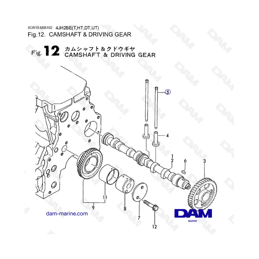 Yanmar 4JH2 - ÁRBOL DE LEVAS Y ENGRANAJE IMPULSOR