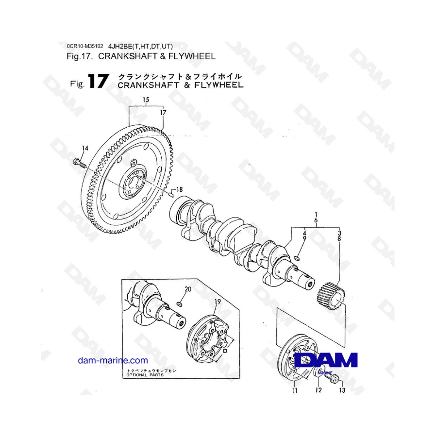 Yanmar 4JH2 - CIGÜEÑAL Y VOLANTE