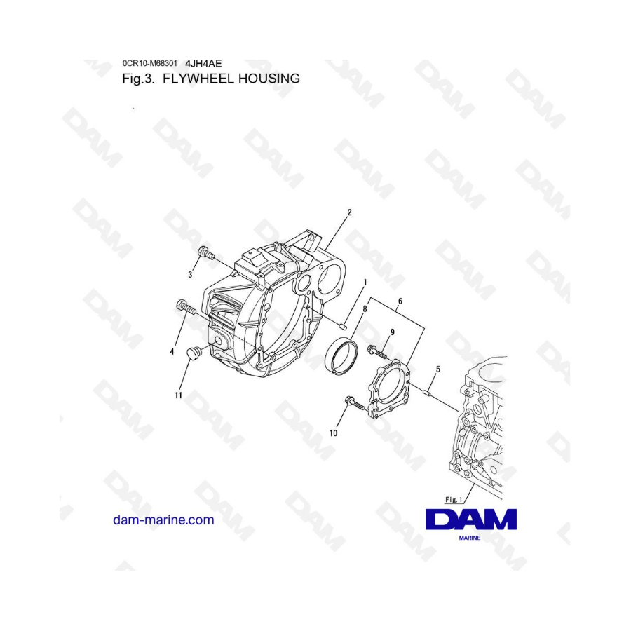 Yanmar 4JH4-AE - CARCASA DEL VOLANTE