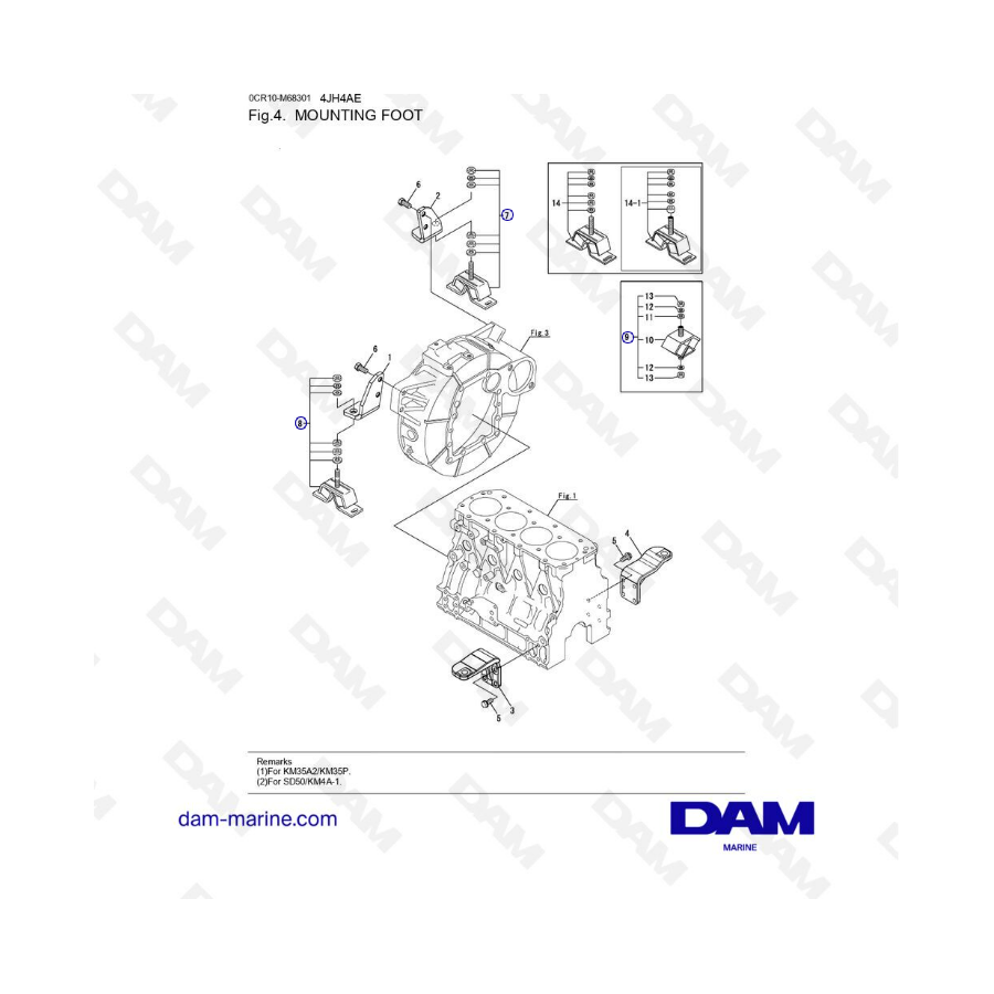 Yanmar 4JH4-AE - PIE DE MONTAJE