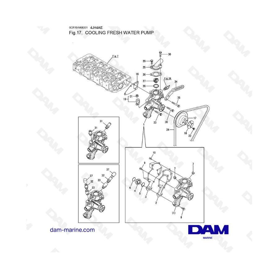 Yanmar 4JH4-AE - BOMBA DE AGUA DULCE DE REFRIGERACIÓN