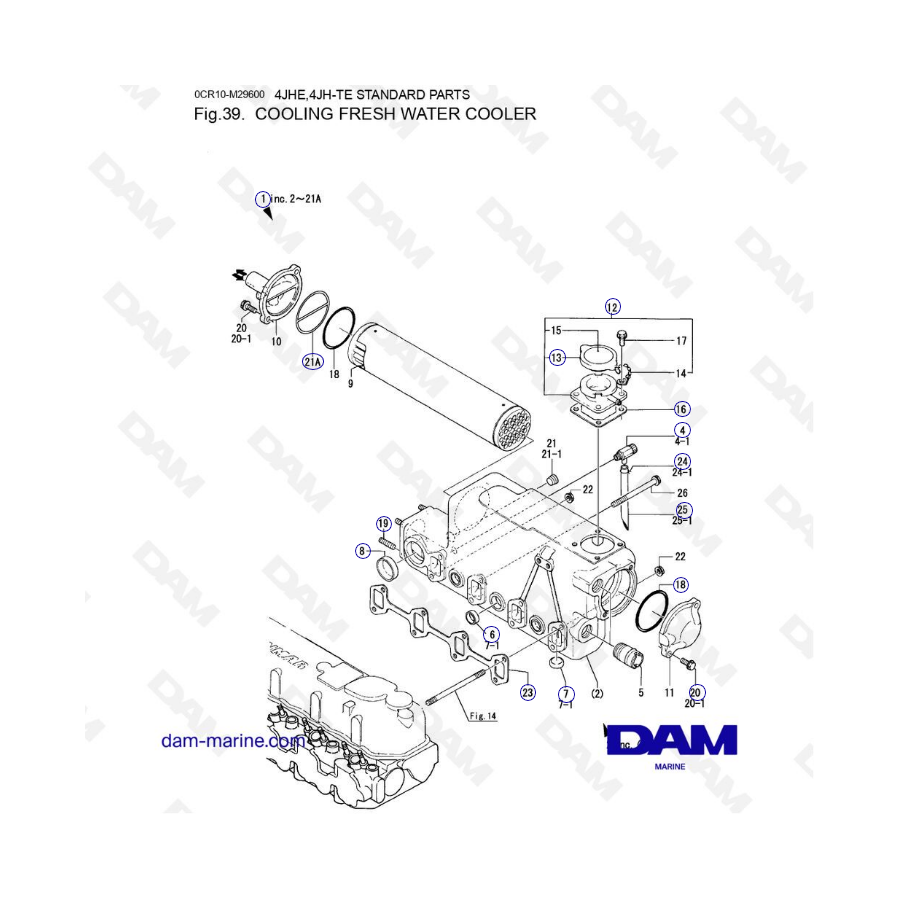 Yanmar 4JHE - REFRIGERACIÓN ENFRIADOR DE AGUA DULCE