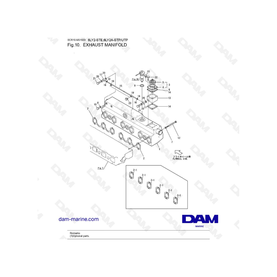 Yanmar 6LY2 - COLECTOR DE ESCAPE