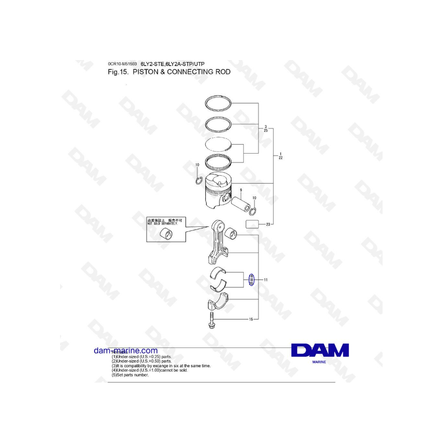 Yanmar 6LY2 - PISTON & CONNECTING ROD