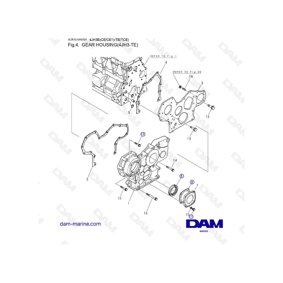 Yanmar 4JH3-TE - GEAR HOUSING - DAM Marine