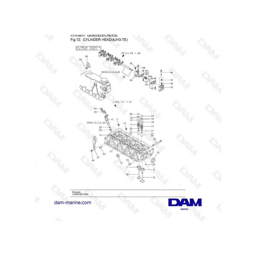 Yanmar 4JH3-TE - CULATA