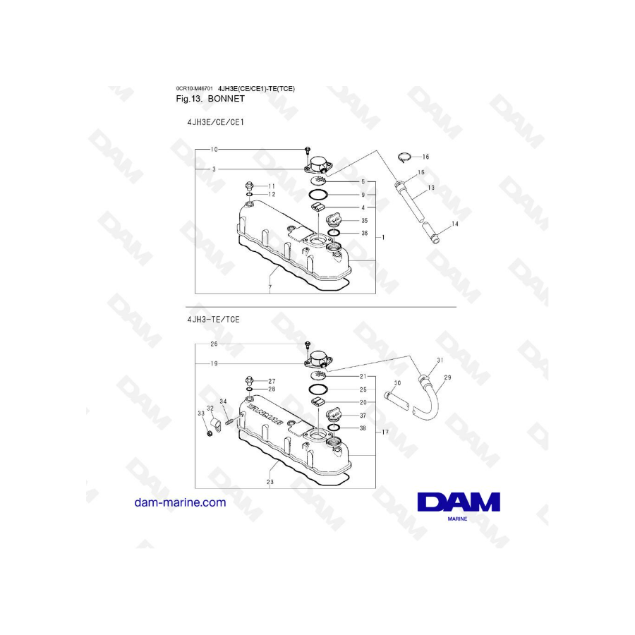 Yanmar 4JH3-E - TE - BONNET