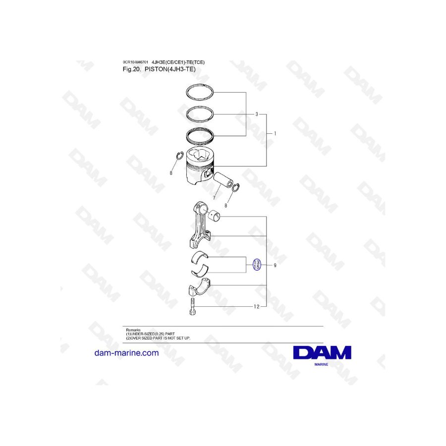 Yanmar 4JH3-TE - PISTON 