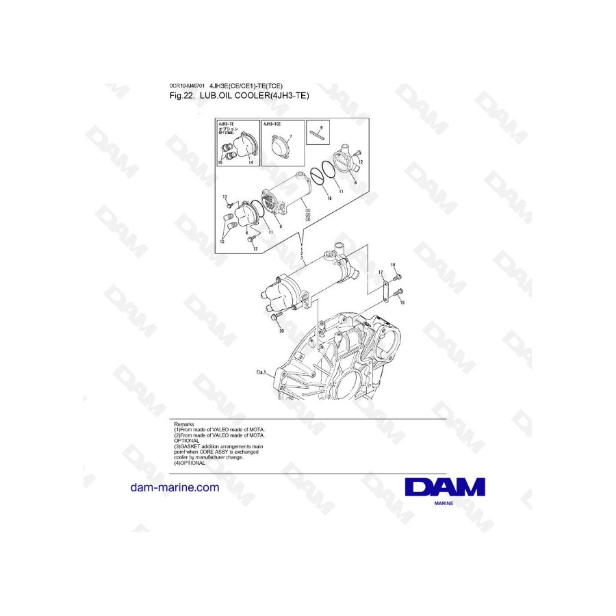 Yanmar 4JH3-TE - LUB. ENFRIADOR DE ACEITE