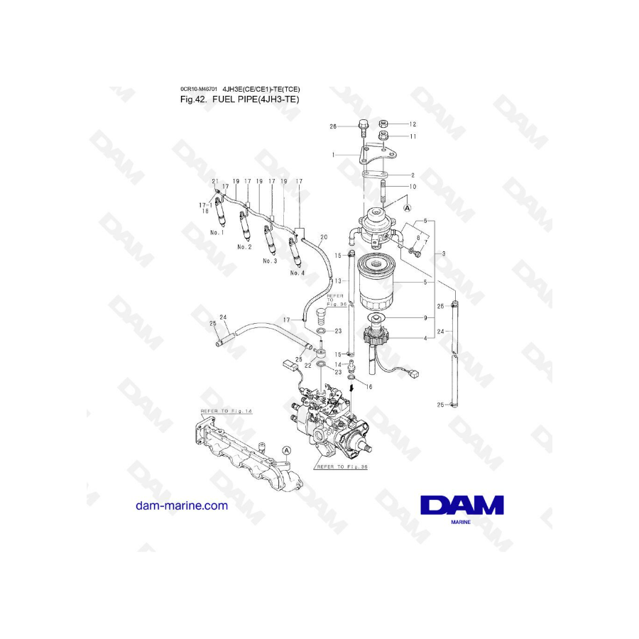 Yanmar 4JH3-TE - TUBO DE COMBUSTIBLE