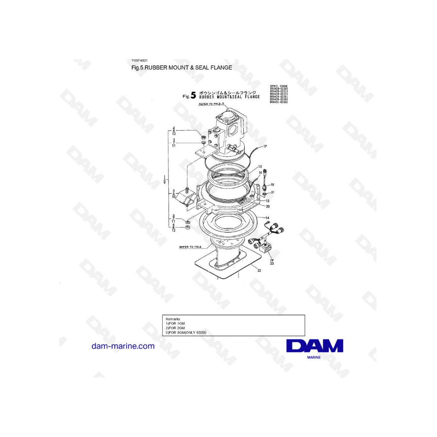 Yanmar SD20 - 30 - 31 - MONTAJE DE GOMA Y BRIDA DE SELLO