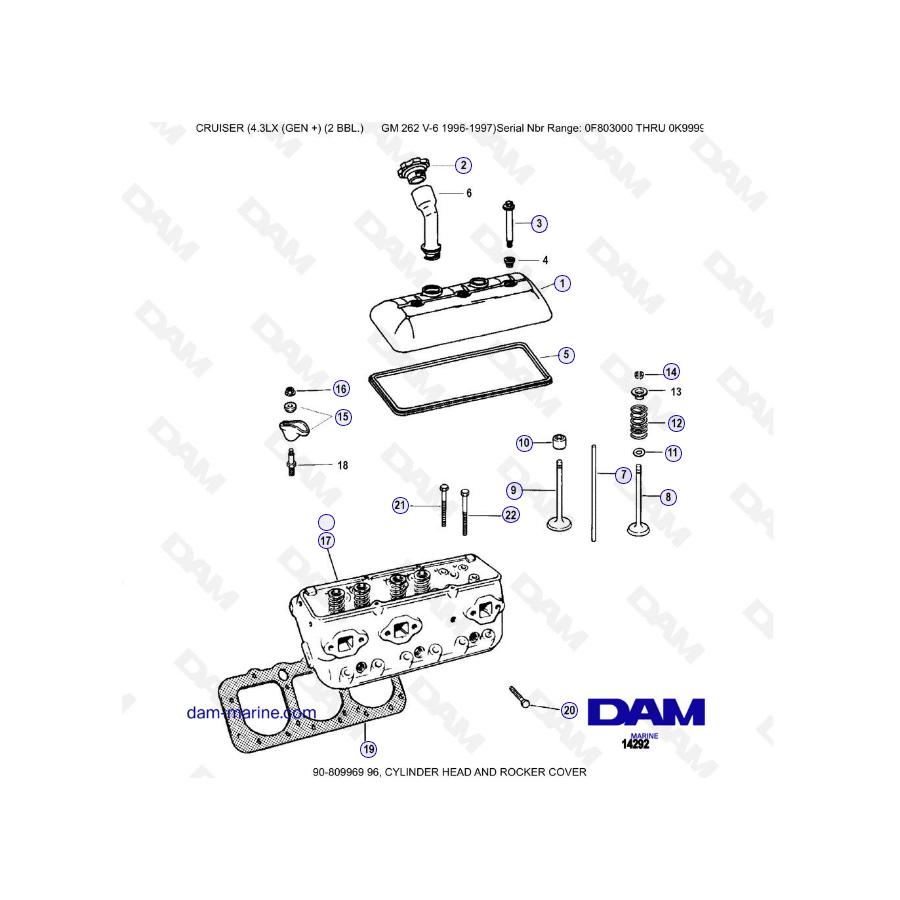 THE ECCLATE - MERCRUISER 4.3LX (GEN +) GM262 V6 - 1996-1997 - CYLINDER HEAD