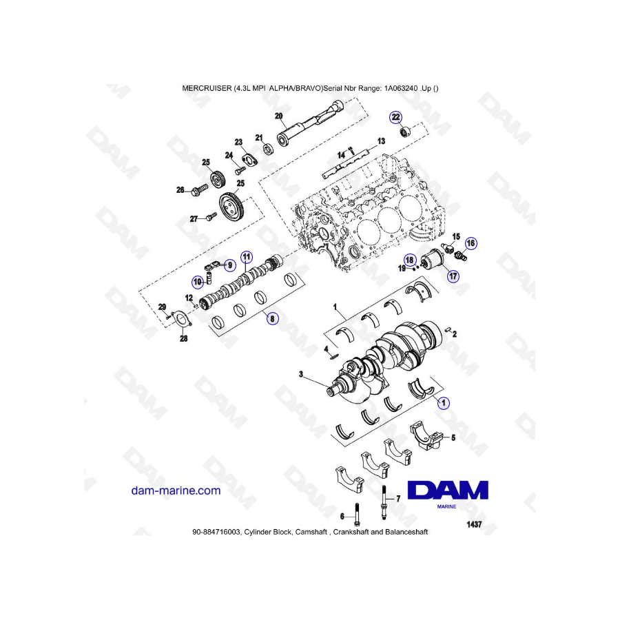 VUE ECLATEE - MERCRUISER 4.3L MPI ALPHA/BRAVO -